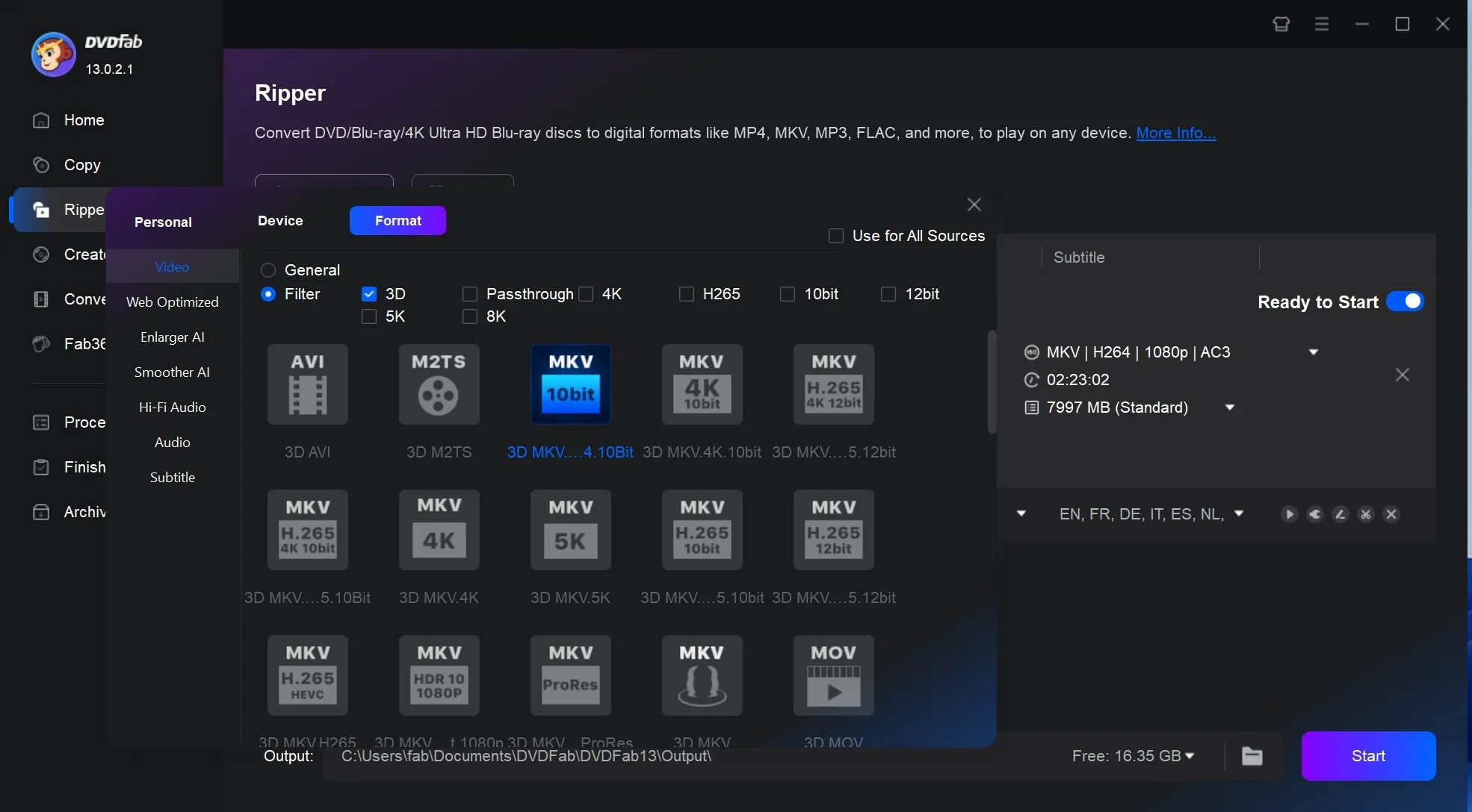 Convert 3D Blu-rays to 2D/3D Videos with DVDFab 3D to 2D Video Converter