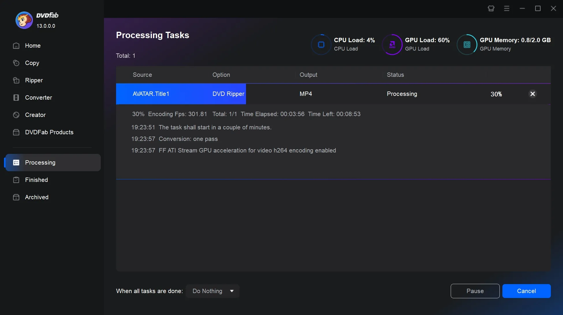 Set Output and Start to Convert DVD to MP4 with DVDFab