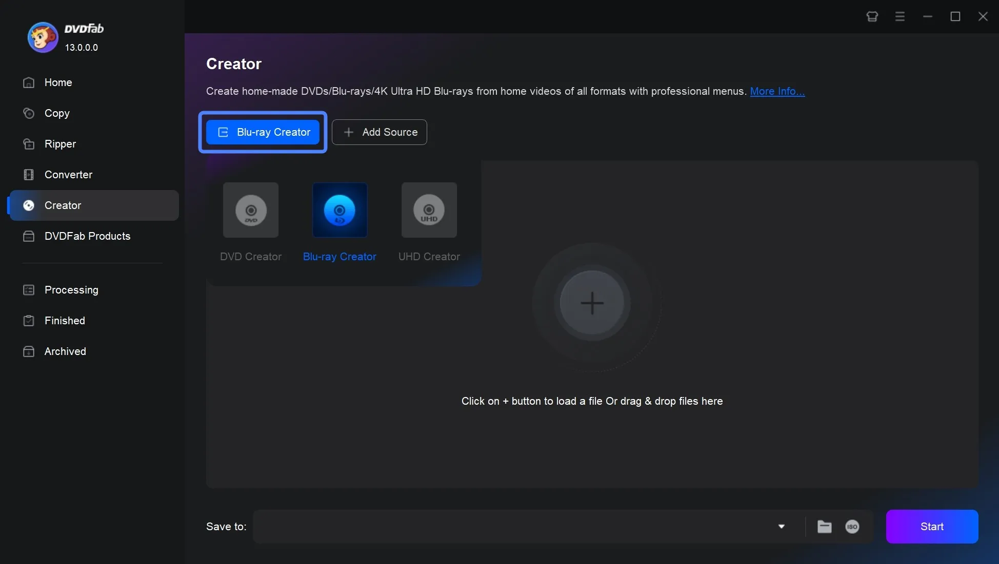 Burn Blu-ray Discs using DVDFab Blu-ray Creator