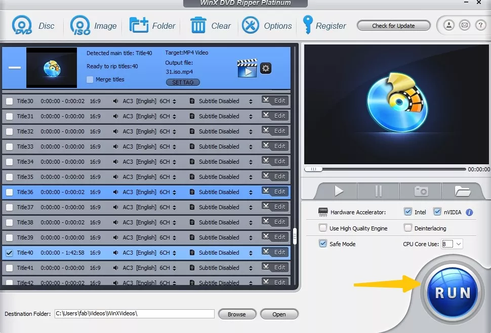 Start to rip DVD to MP4 with WinX DVD Ripper