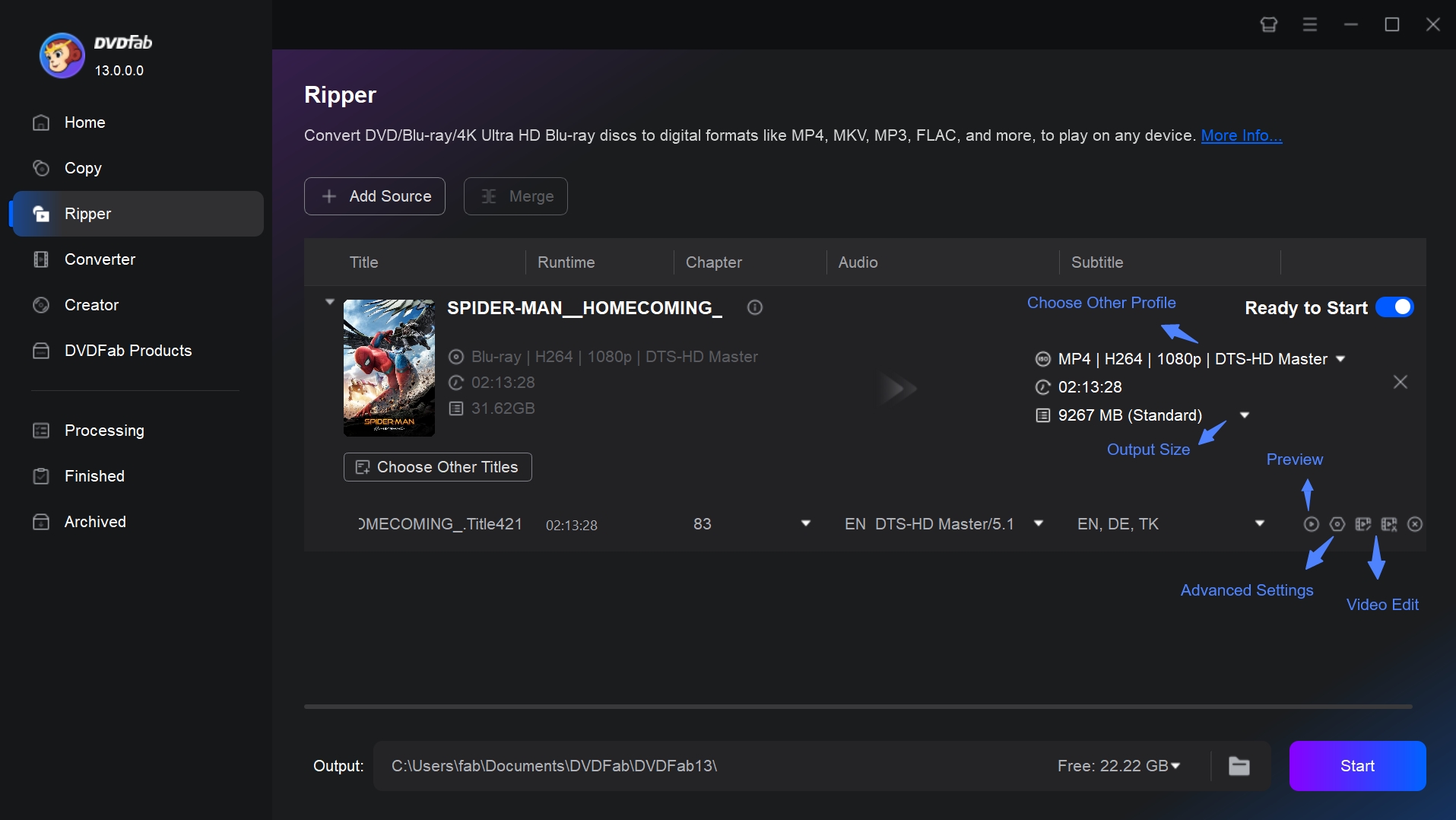 Customize Settings with DVDFab Blu-ray Ripper