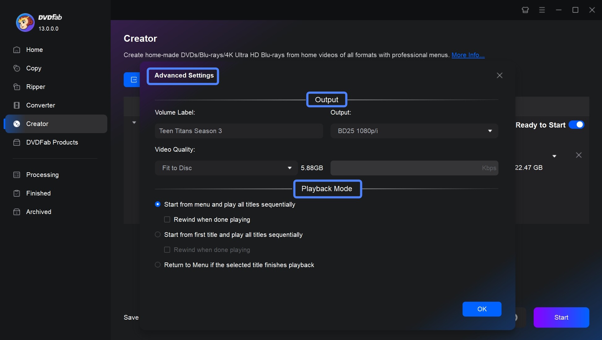 Advanced Settings to Burn Blu-ray on Mac