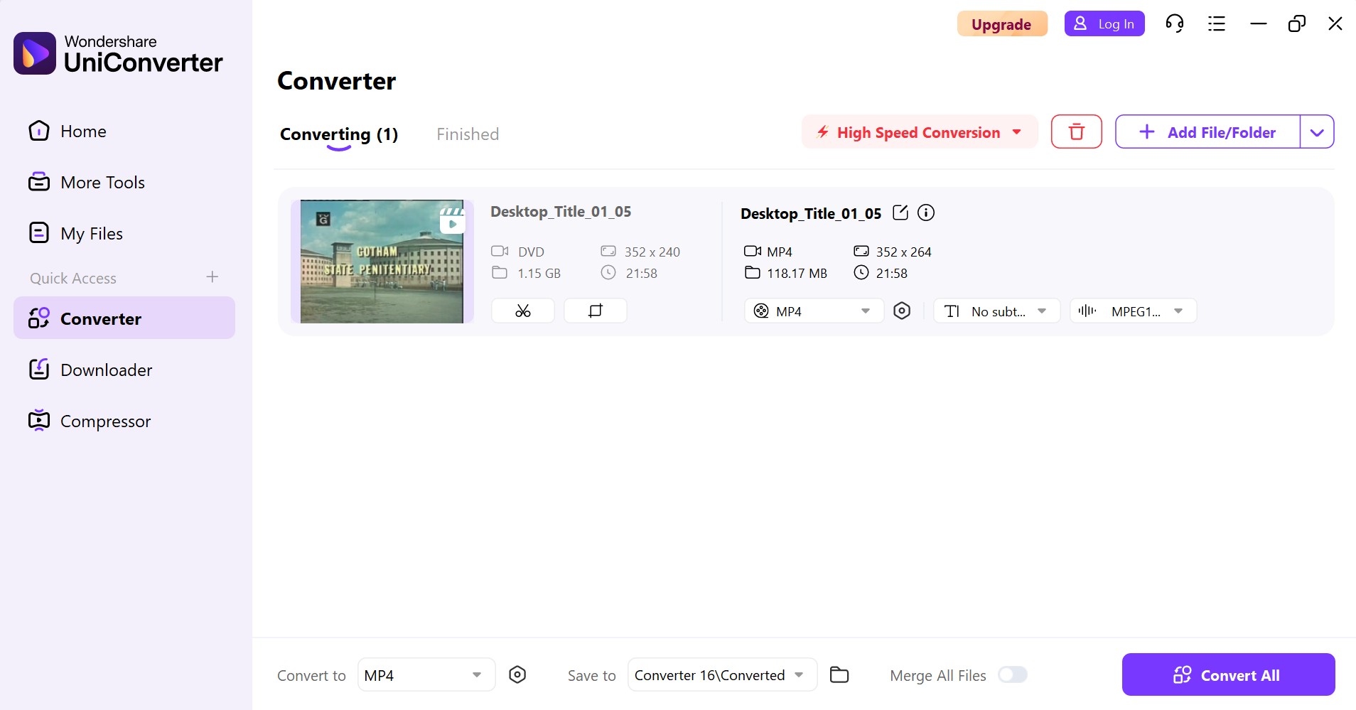 Start to convert DVD to MP4 via Wondershare UniConverter