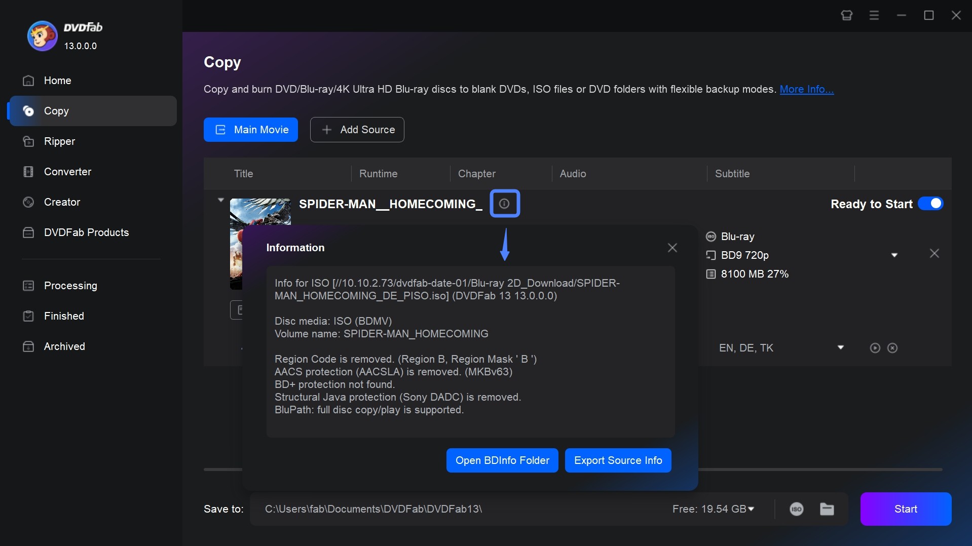 Check the copy protection info