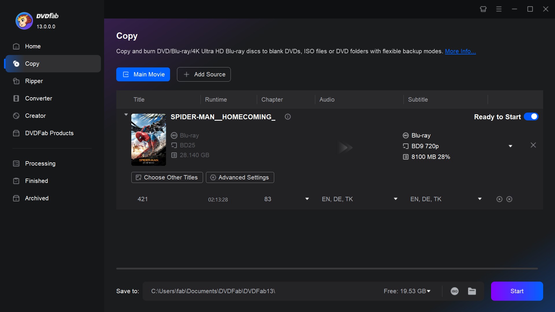 Start to Decrypt Blu-ray